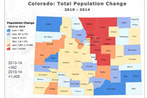 Demographics graphic showing a map of Colorado counties. 