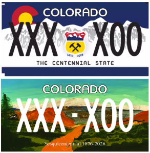 Colorado Centennial license plates.