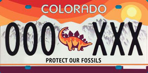 The Colorado Stegosaurus Fossil license plate.