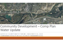A decorative image of the front of the plan with the words: "Community Development - Comp Plan Water Update" on the cover.