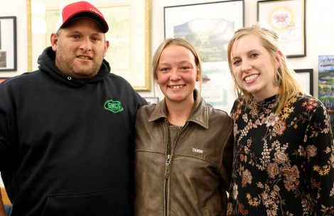 Garfield County Fair Board Member Duston Harris, scholarship recipient Tabor Tiffany, and Kati Ledall of the Two Rivers Community Foundation.