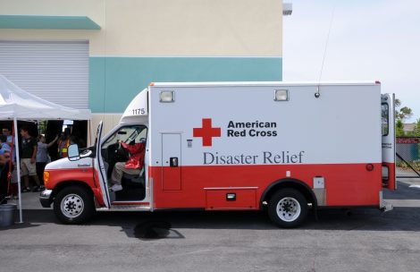 American Red Cross disaster relief truck meeting the public.