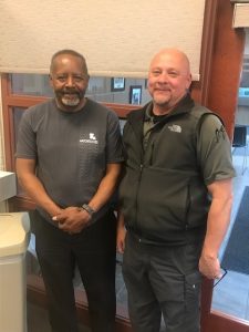 Garfield County Sheriff's Office Deputy Earl Gay with Patrol Commander Kurt Conrad. Corporal Gay has retired after 25 years of service.