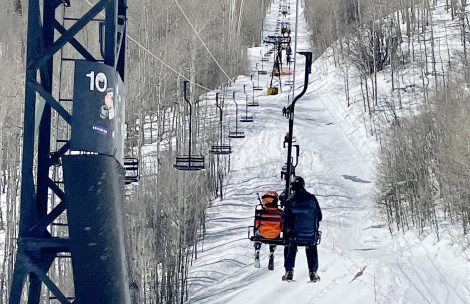 Skiers ride the Segundo chairlift at Sunlight Mountain Resort outside of Glenwood Springs.