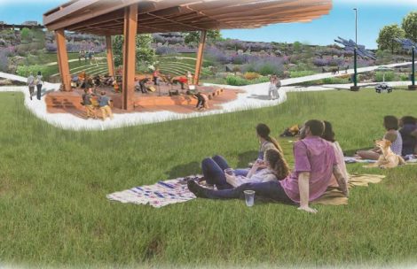 An artist rendering of an outdoor amphitheater proposed in Rifle, Colorado.