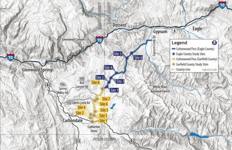 A Colorado Department of Transportation map of proposed improvements on Cottonwood Pass.