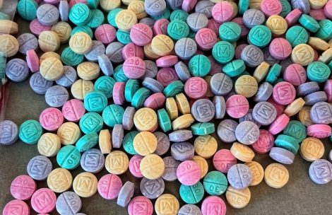 A rainbow of colored fentanyl pills.