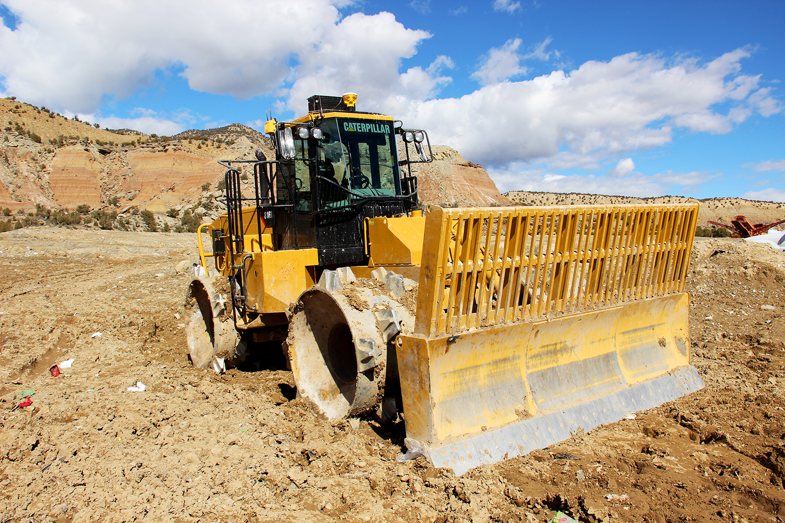 A bulldozer is seen at the Garfield County Landfill near Rifle, Colorado.