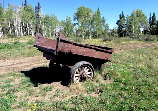 Old metal, rusted ore cart.