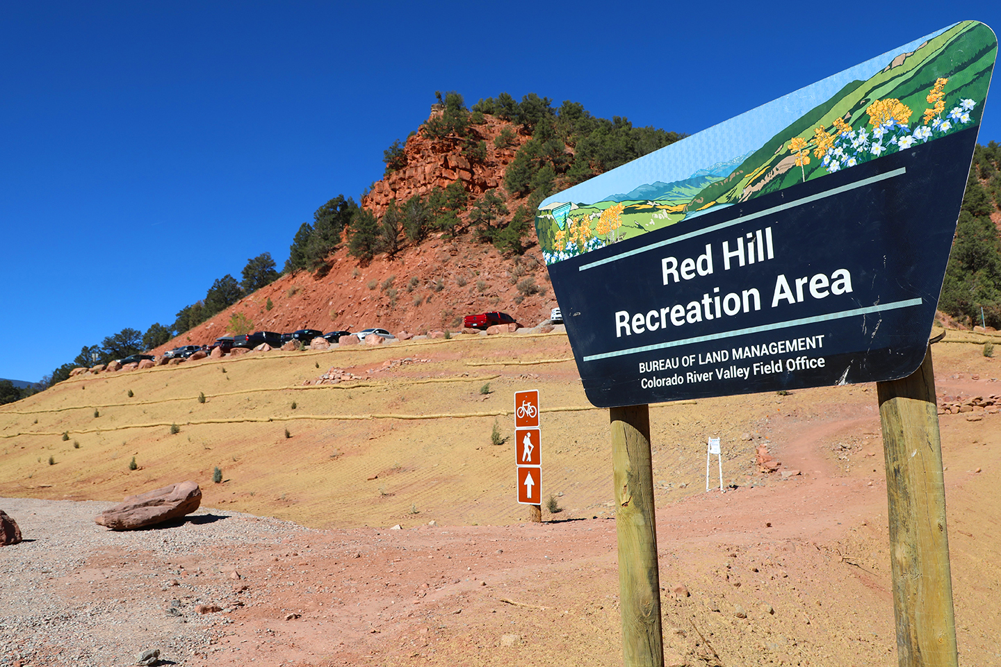 The sign for the Red Hill Recreation Area in Carbondale, Colorado.